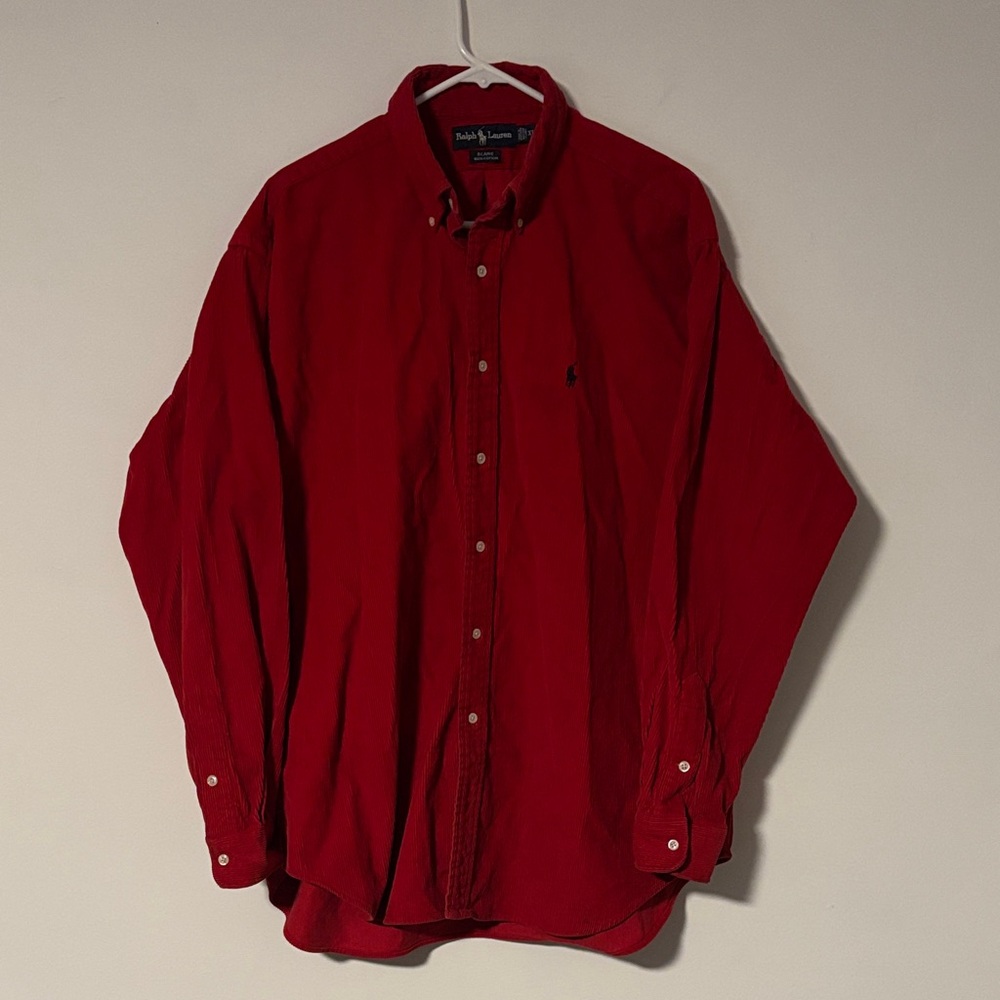 Men’s Ralph Lauren Classic Red Button Down Corduroy Shirt Sz. XL